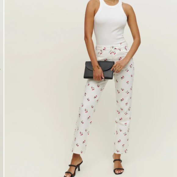Reformation Embroidered High Rise Straight Jeans NWT - Picture 3 of 4